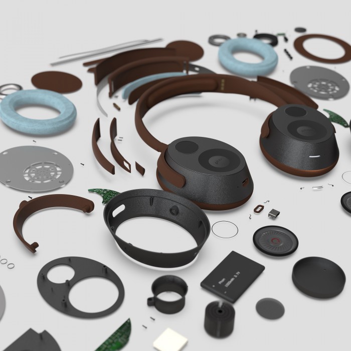 An image of Tim Sutton-Brand's Phon is a pair of over-ear headphones specifically designed for comfortable use in warm environments or while working out