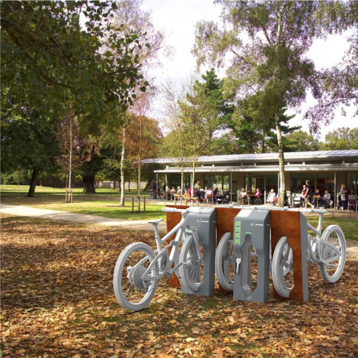 Image of Josh Ellis' RE-Charge, a smart electric bike charging station aimed at electric mountain bike users.