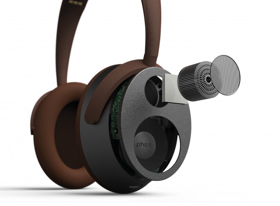 An image of Tim Sutton-Brand's Phon is a pair of over-ear headphones specifically designed for comfortable use in warm environments or while working out