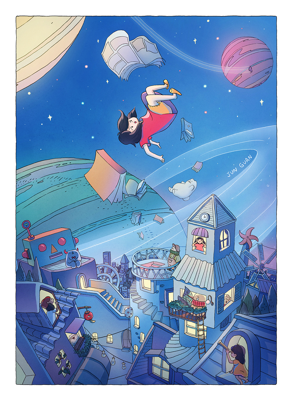 From the heights of the watchtower, combing through the chaotic course. Step by step in the air, can’t find the whereabouts!