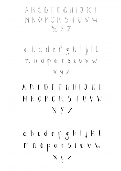 Two alphabets showing the fonts that Cresswell designed