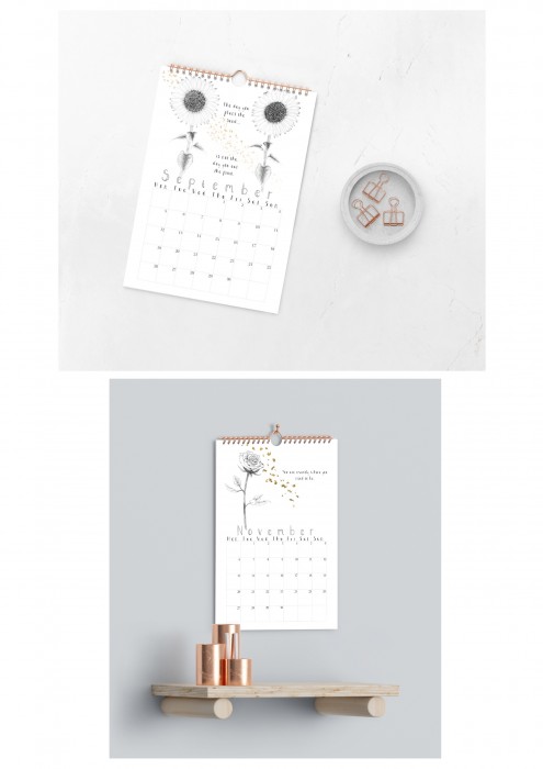 Images of the floral calendar styled within the home