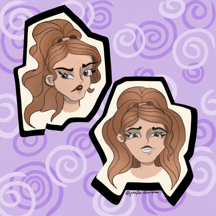 A digital illustration of a female character