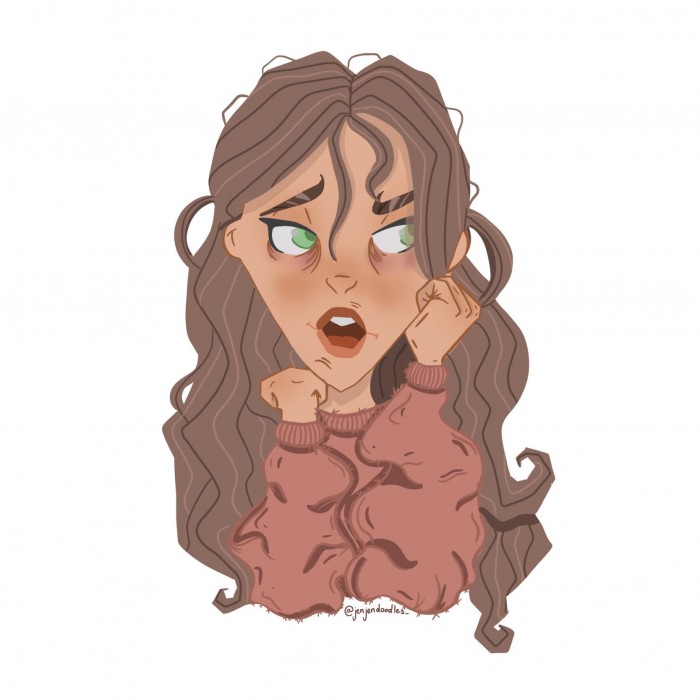 A digital illustration of a girl. Cute character design.