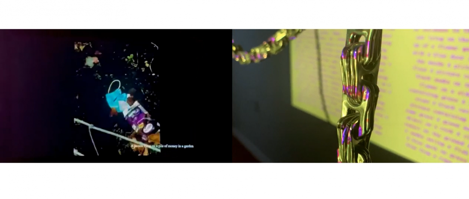 Installation using sculpture, audio and projected film