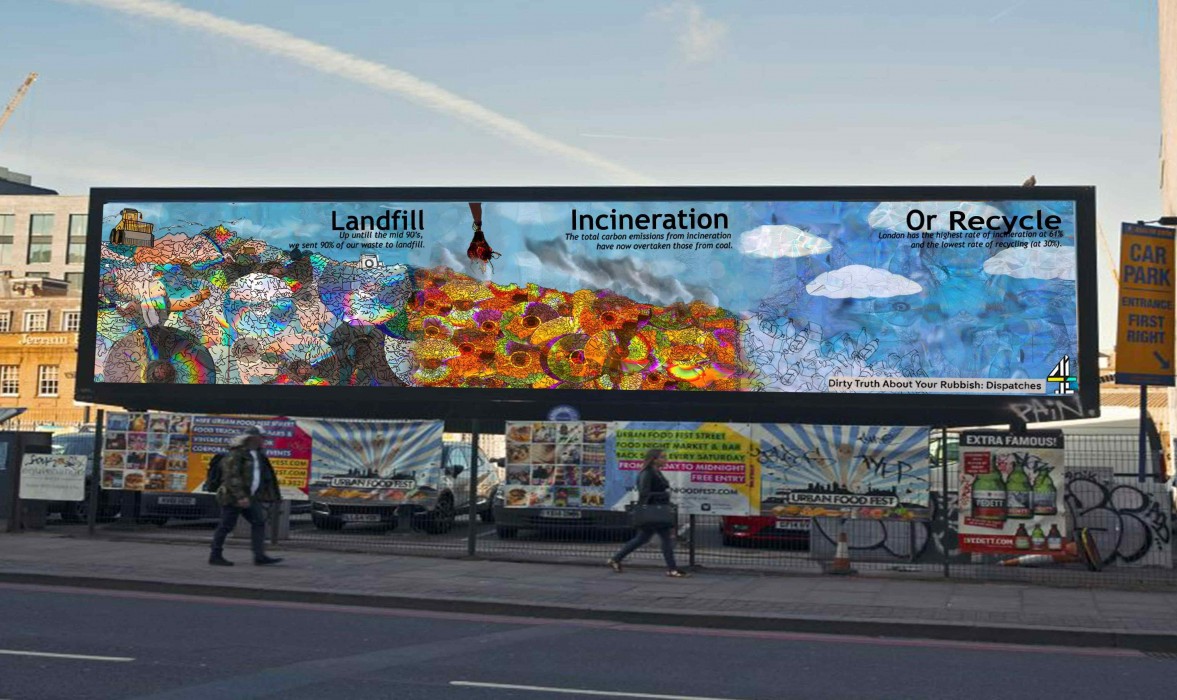 An advertising billboard for Channel 4’s TV show ‘Dirty Truth About Your Rubbish: Dispatches'