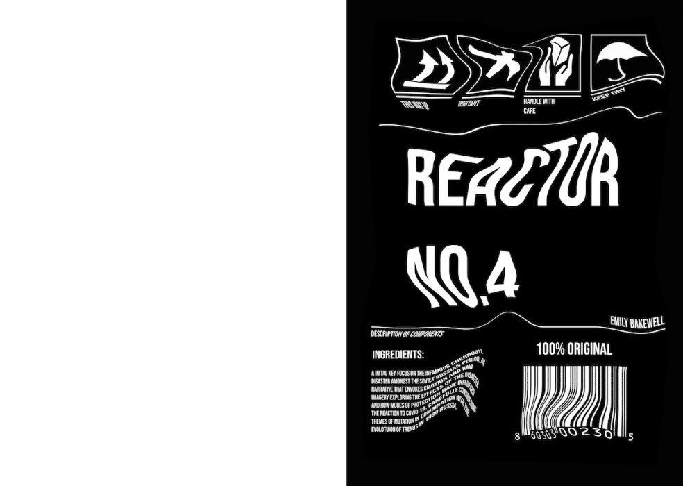 A bold and graphic title page for the project 'Reactor No.4'