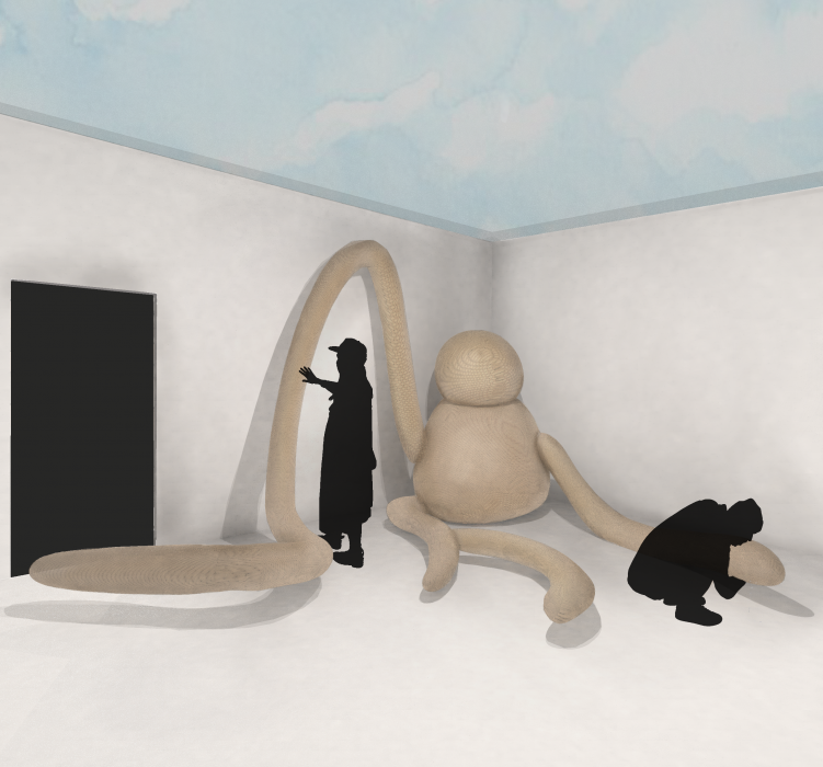 In this section visitors will come face to face with a giant squishy installation. Users are encouraged to touch and interact with the creature to create a physical experience that’s both comforting and unnerving. The narrative will be talking about the harsh affects long-term isolation has on people, including that of touch deprivation and hallucinations.