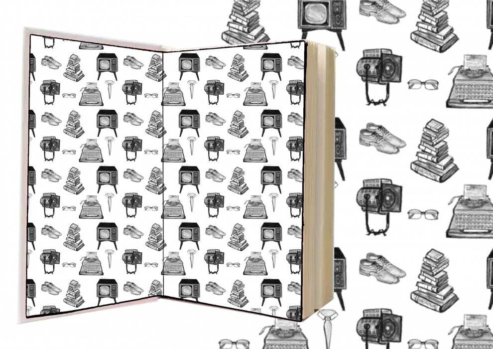 End papers design for a biography on Alan Bennett.