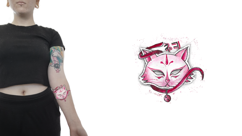Cat Kitsune Tattoo Design