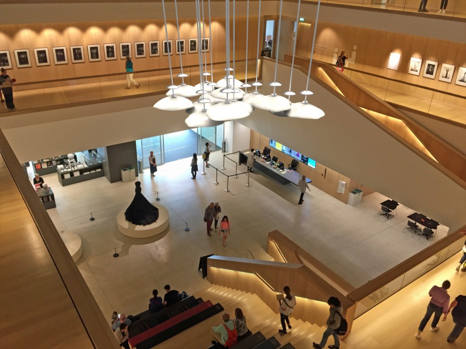 A digital rendering of the product in situ at the design museum, showing how they may create a canopy above the public as they wander through a museum atrium.