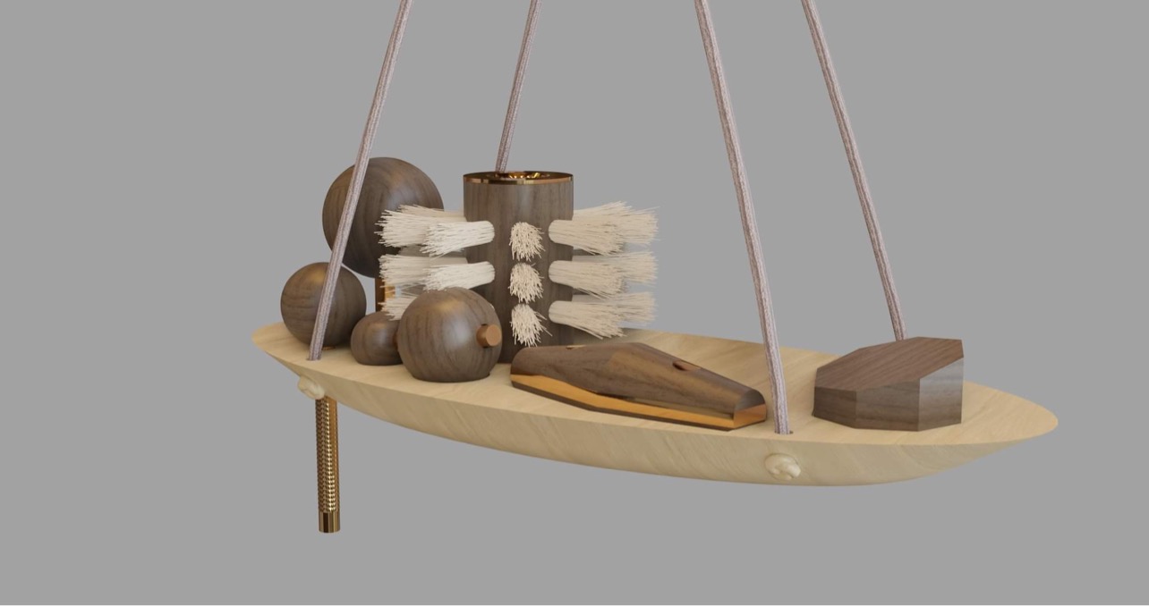 Healthy routine product with tactile elements and shelf