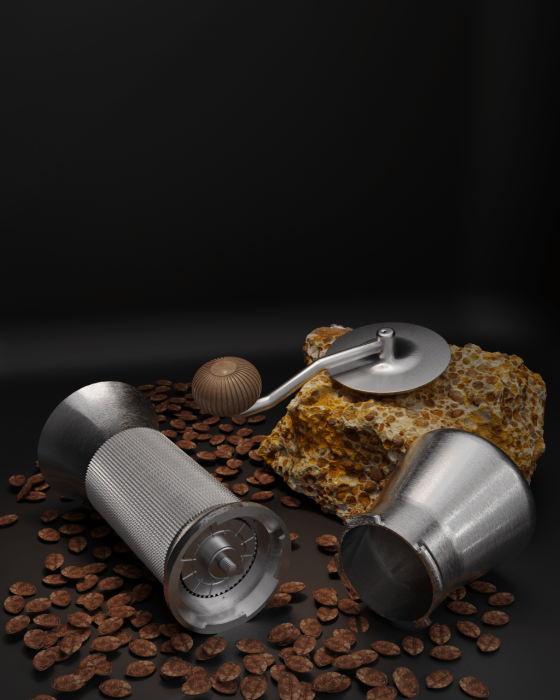 Photograph of the Al13 Bauxite coffee grinder design