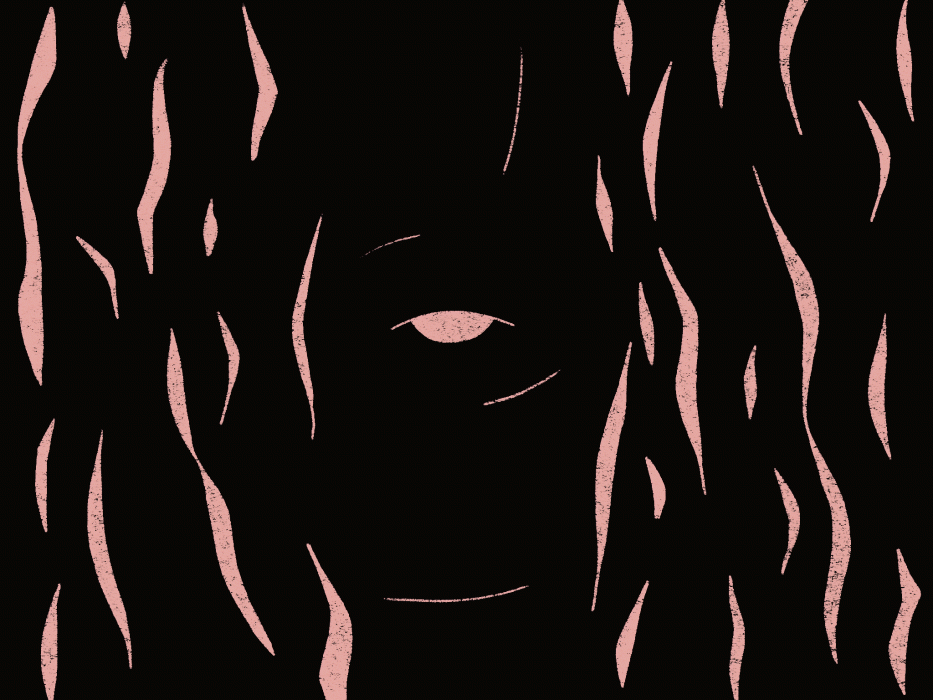 Animated gif of a womans face and wavy lines