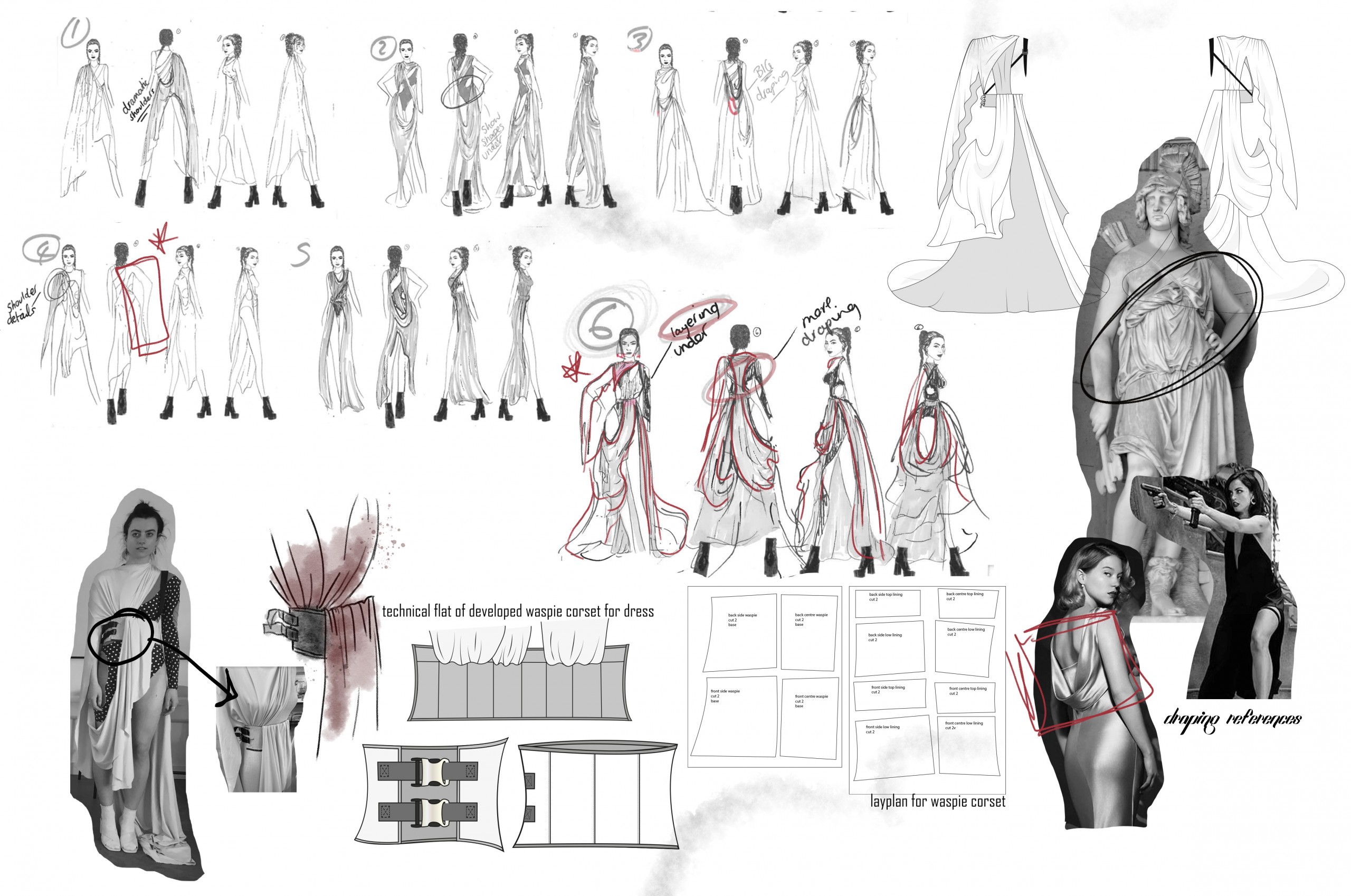 Design Development of Look 1 Draped Dress