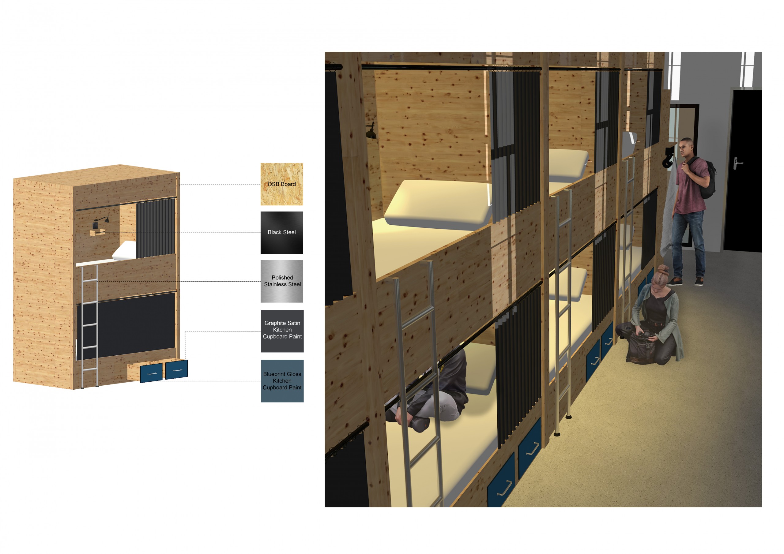 The Cutlery Hostel, bespoke bunk bed design, April 2023