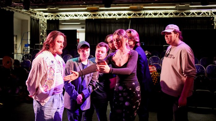Acting film TV students rehearsing studio