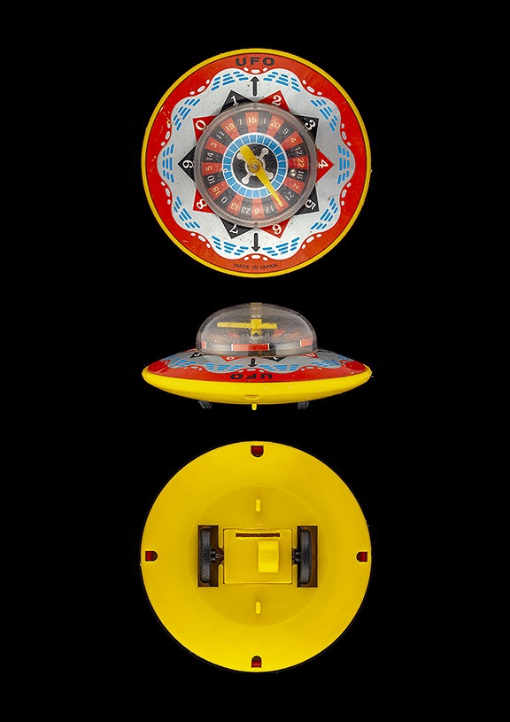 C1970s Push Along UFO Roulette Toy, Made in Japan.